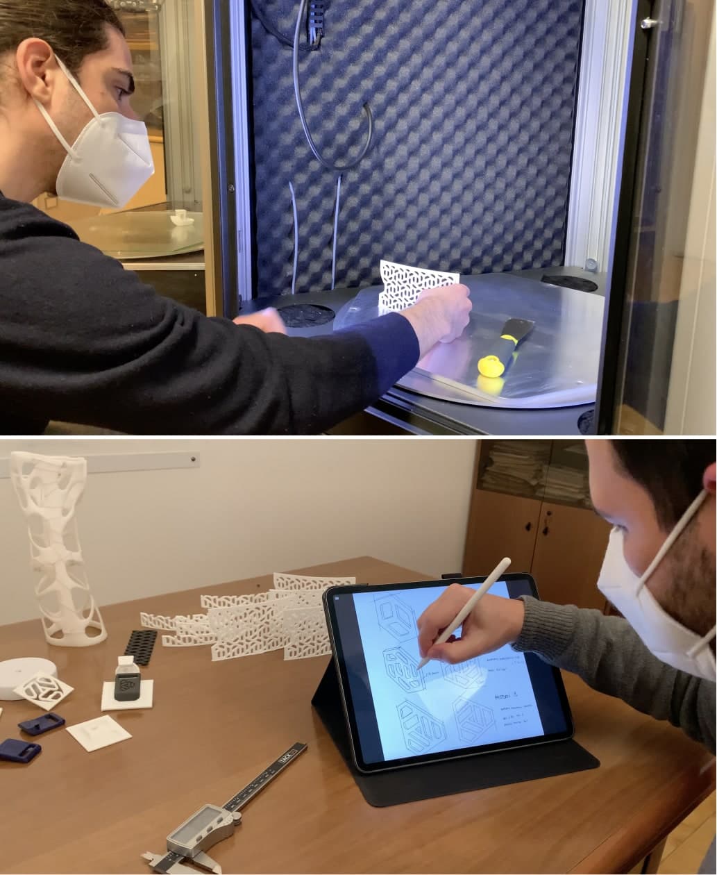 Jacopo and Andrea while they design and print